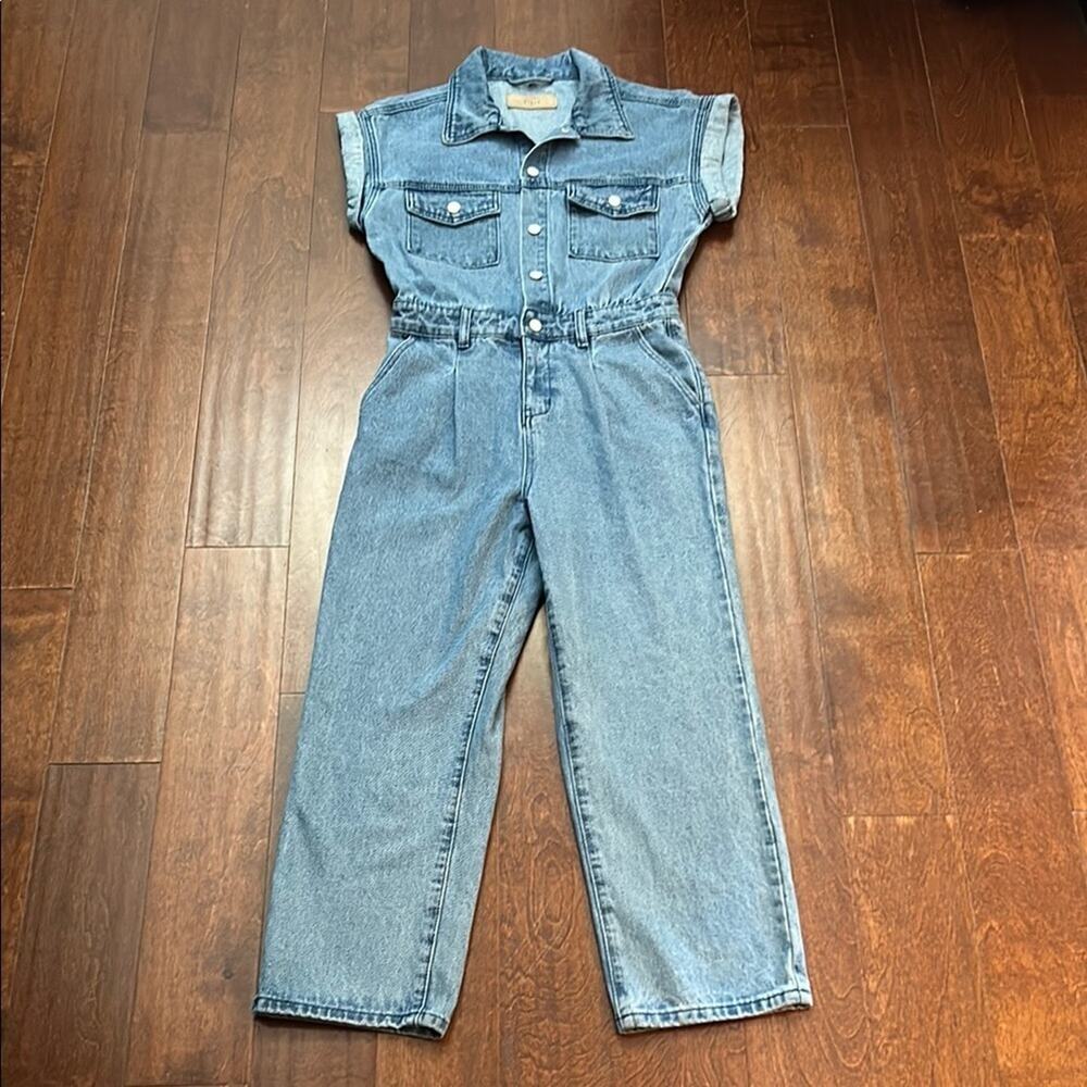 BLANK NYC Women's Utility Snap Front Blue Denim Jumpsuit, Size XS
